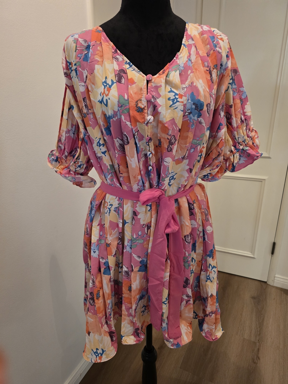 Umgee's "Mix Watercolor Floral" Babydoll Dress